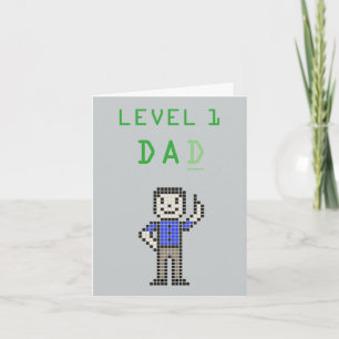 Carte de Fête des pères "Niveau 1 Papa" 8 bits