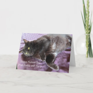 Carte de Fête des pères personnalisable avec chat