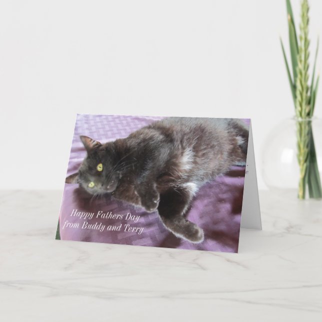 Carte de Fête des pères personnalisable avec chat (Devant)
