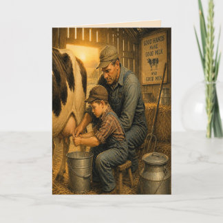 Carte de Fête des Pères pour agriculteur laitier v
