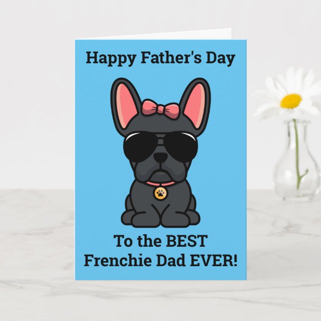 Carte de Fête des pères pour chien de taureau noir (Petite plante)