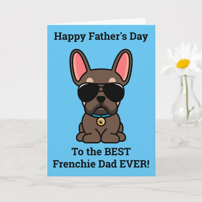 Carte de Fête des pères pour chien taureau Brown (Petite plante)