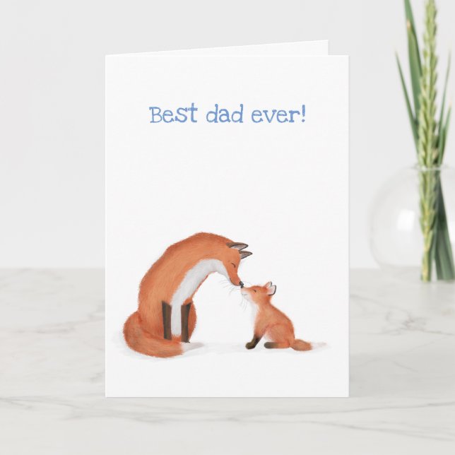 Carte de Fête des pères pour le renard et le petit (Devant)