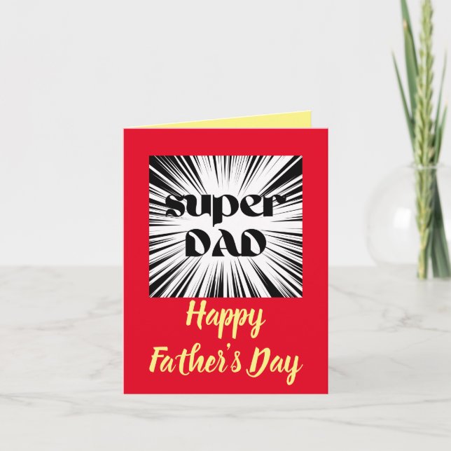 Carte de fête des pères pour papa, thème de super- (Devant)