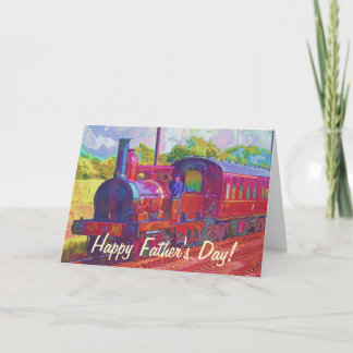 Carte de Fête des pères vintage Steam Train Rail