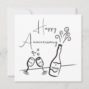 Carte de fête du Champagne du 1er anniversaire