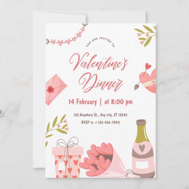 Carte de fête élégante pour la Saint-Valentin (Devant)