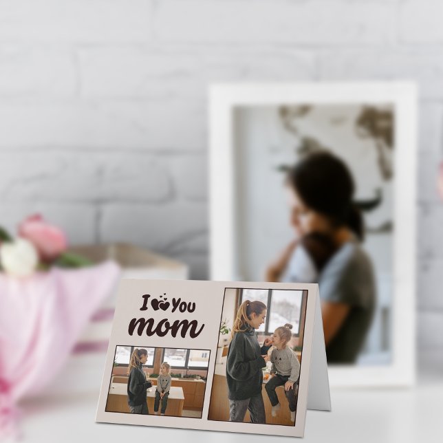 Carte de fête « Je t'aime maman » avec photos pers (Créateur téléchargé)