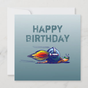 Carte de fête plate Escargot Fusée