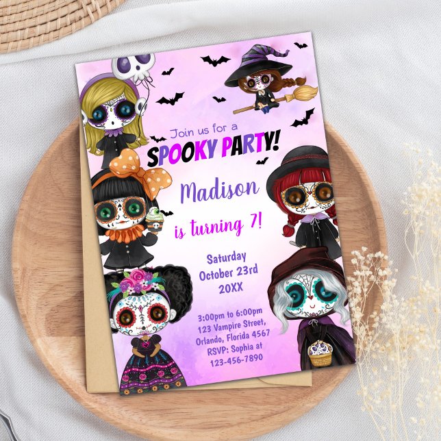 Carte de fête pour enfants, Ados ou adultes (Spooky Halloween Birthday Invitations)