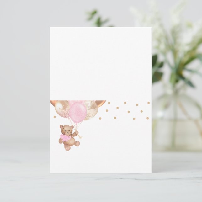 Carte de fête prénatale avec ours en peluche et ba (Debout devant)