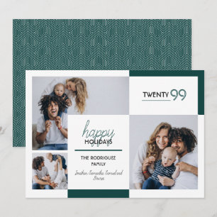 Carte de fêtes de trois photos Vert Chasseur