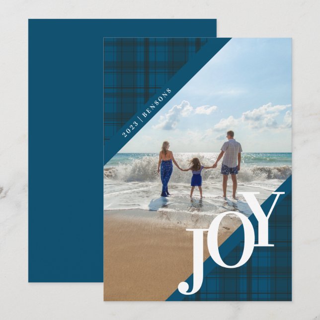 Carte de fêtes JOY diagonale à carreaux (Devant / Derrière)