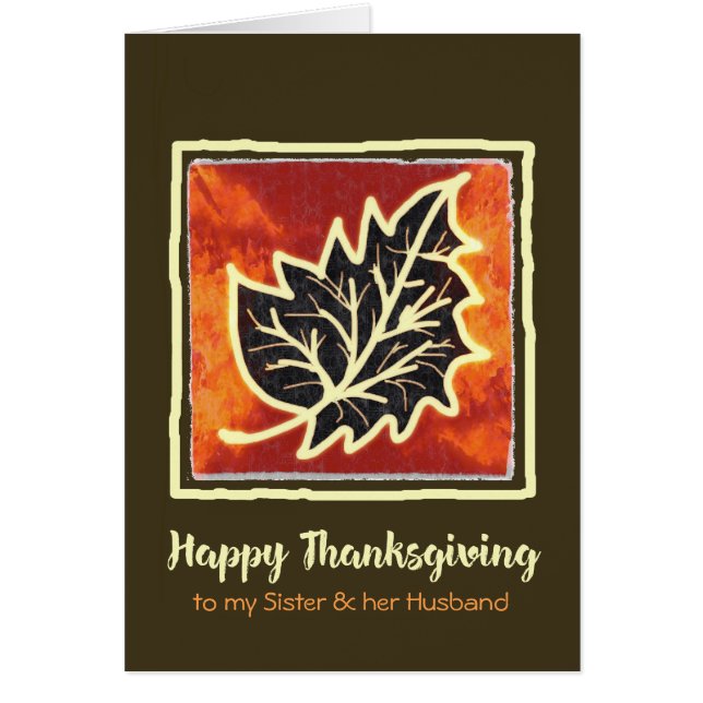 Carte de feuille d'automne de thanksgiving pour la (Devant)