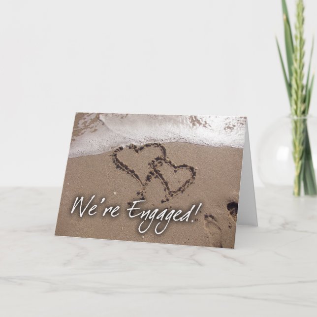 Carte de fiançailles d'amour sur la plage (Devant)