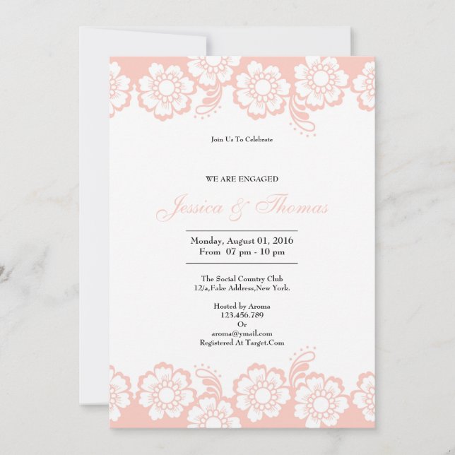 Carte de Fiançailles Mariage romantique (Devant)