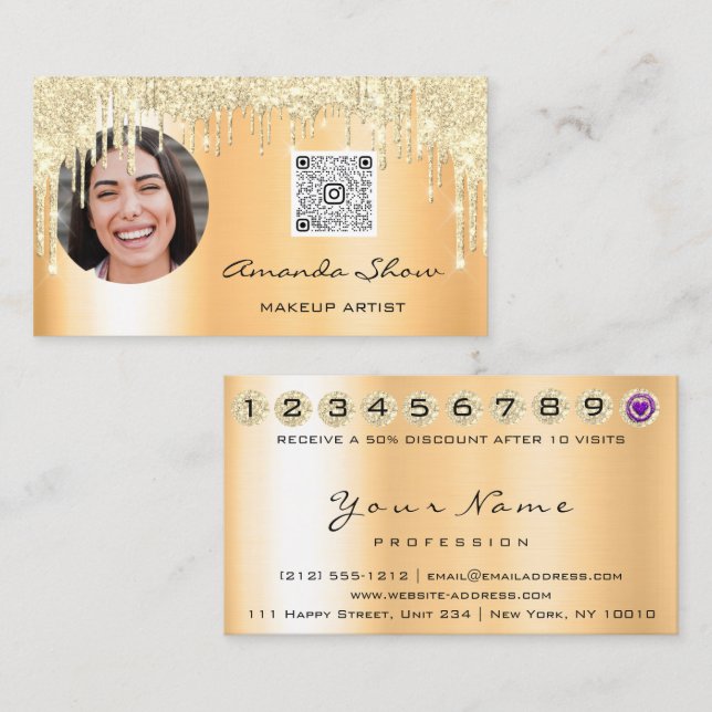 Carte de fidélité 10 Punch Couronne Coral Gold QR  (Devant / Derrière)