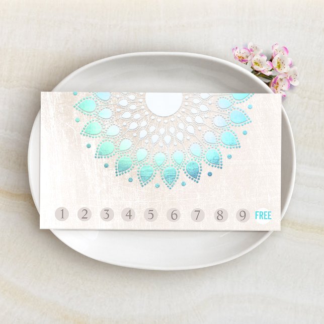 Carte De Fidélité 10 Punch Loyauté Client Turquoise Lotus (Créateur téléchargé)