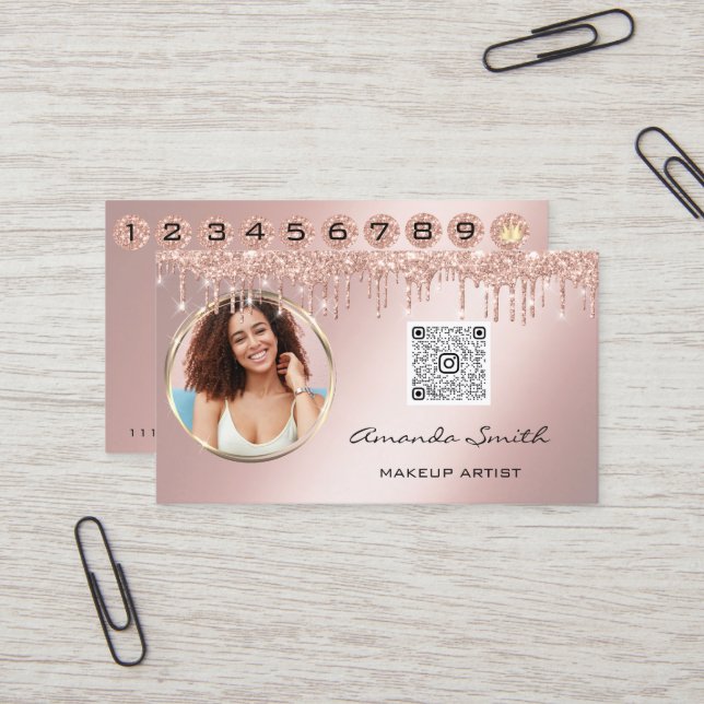 Carte de fidélité 10 Punch Rose de la Couronne QR  (Devant/Arrière en situation)