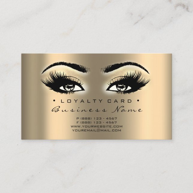 Carte de fidélité 6 Beauté Lashes Gold Maquillage  (Devant)