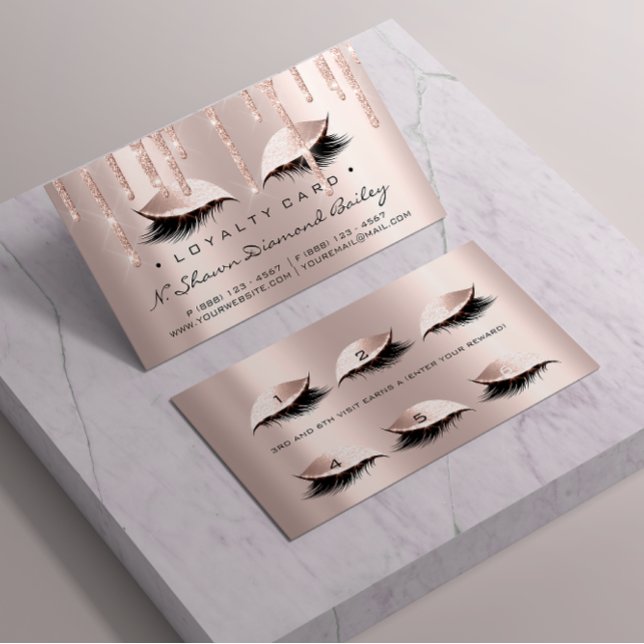 Carte de fidélité 6 Beauté Salon Lashes Rose Lecte (Créateur téléchargé)