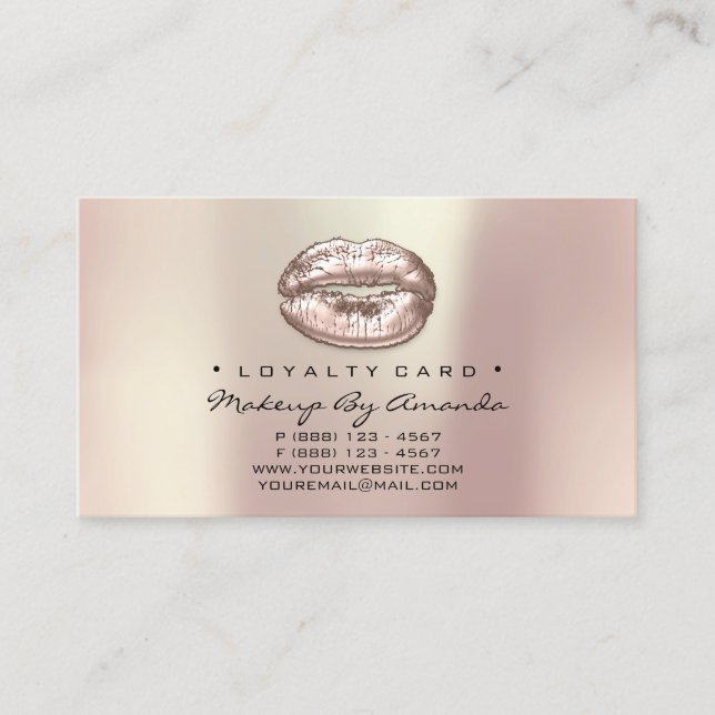 Carte de fidélité 6 Beauté Salon Lips Gold Maquill (Devant)