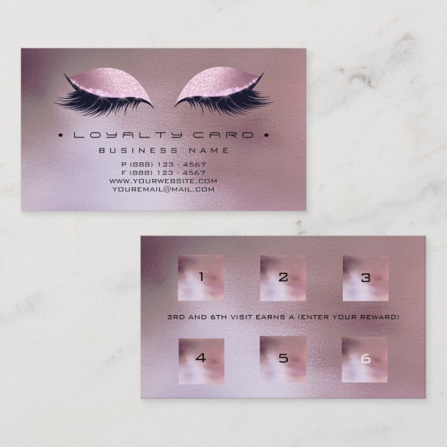 Carte de fidélité 6 Beauté Salon Maquillage Poudre (Devant / Derrière)