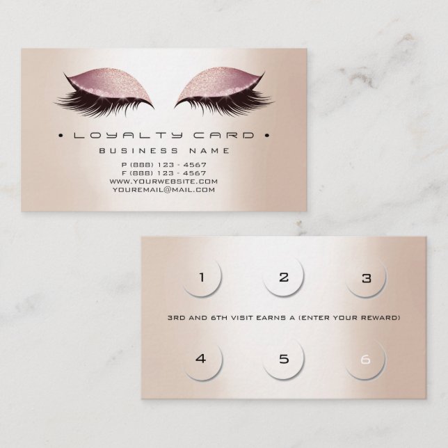 Carte de fidélité 6 Beauty Salon Maquillage Rose G (Devant / Derrière)