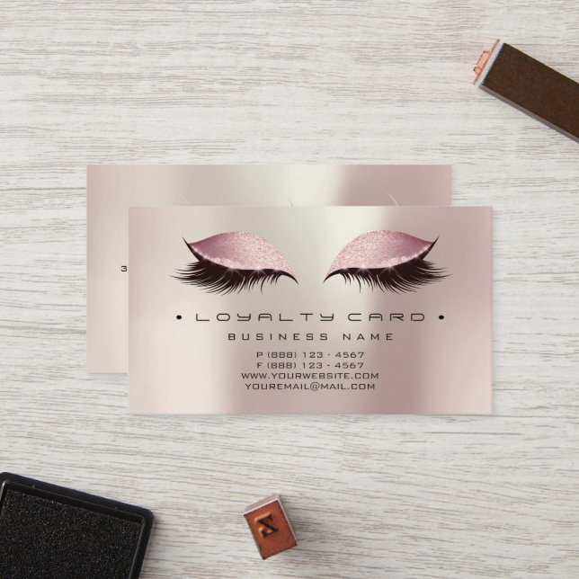 Carte de fidélité 6 Beauty Salon Rose maquillage G (Devant/Arrière en situation)