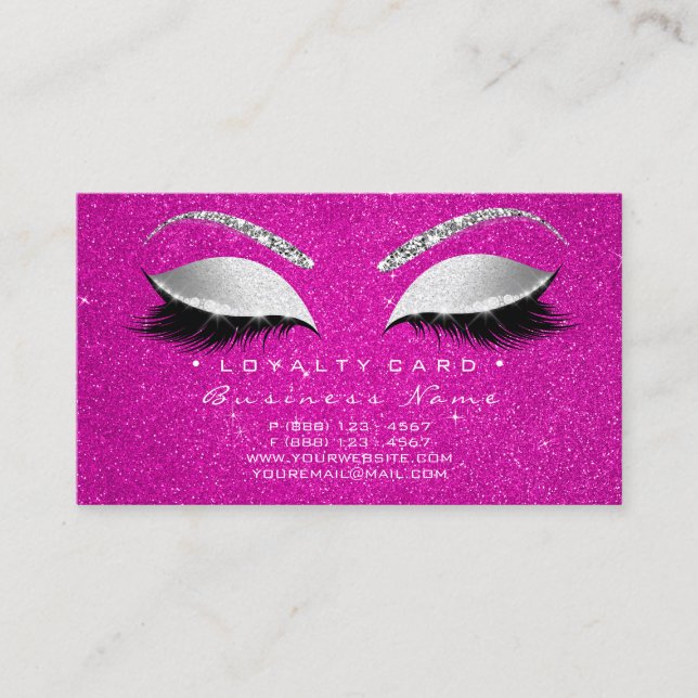 Carte de fidélité 6 Lash Silver Hot Pink Parties s (Devant)