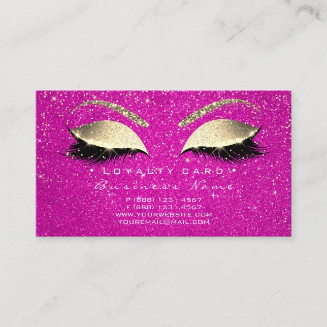 Carte de fidélité 6 Lashes Gold Hot Rose Crown Con (Devant)