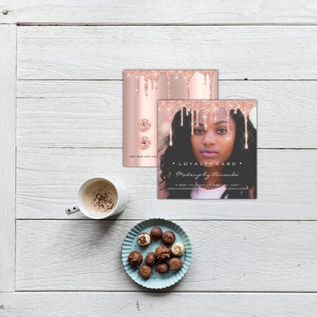 Carte de fidélité 6 Punch maquillage Eyelash Décha (Loyalty Card 6 Punch Makeup Eyelash Photo Drips)