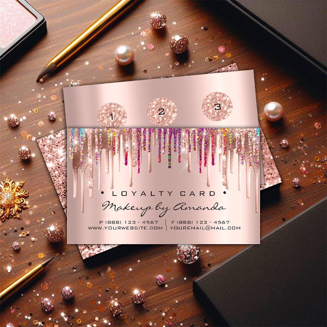 Carte de fidélité 6 Punch maquillage Unicorne Holo (Loyalty Card 6 Punch Makeup Unicorn HolographRose)