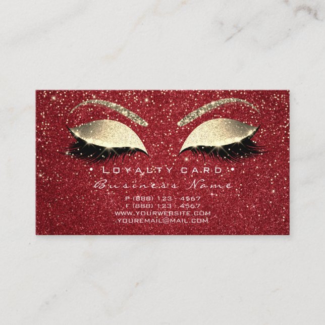 Carte de fidélité 6 Salon de beauté Lash Gold Ruby (Devant)