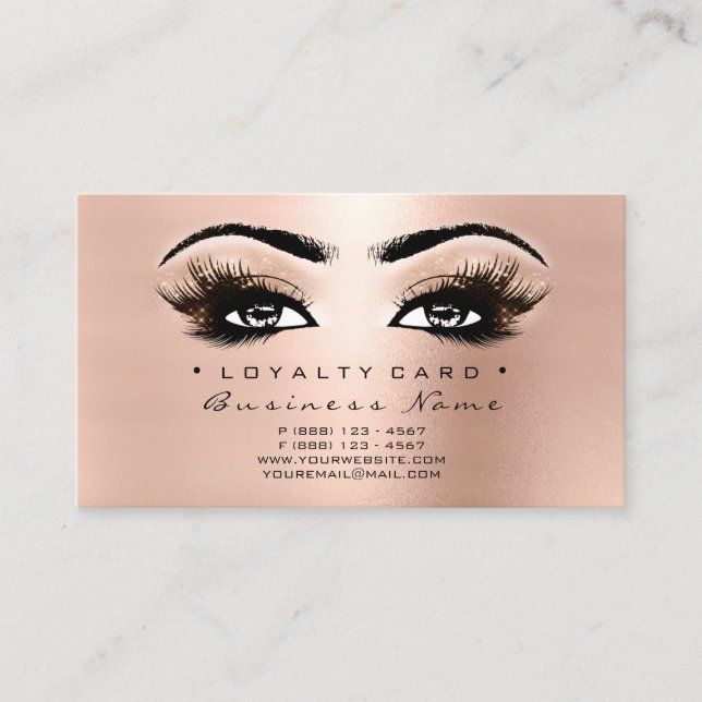 Carte de fidélité 6 Salon de beauté Lash Rose Gold (Devant)