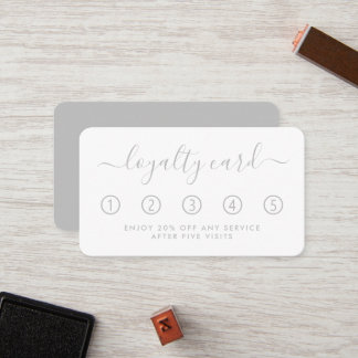 Carte de fidélité à script simple - Argent et blan