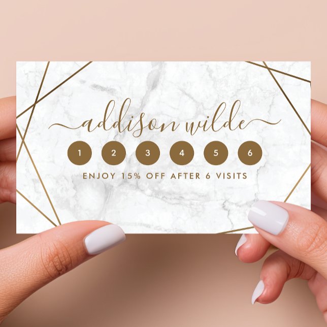 Carte de fidélité Abstraite du Marbre blanc géomét (Créateur téléchargé)