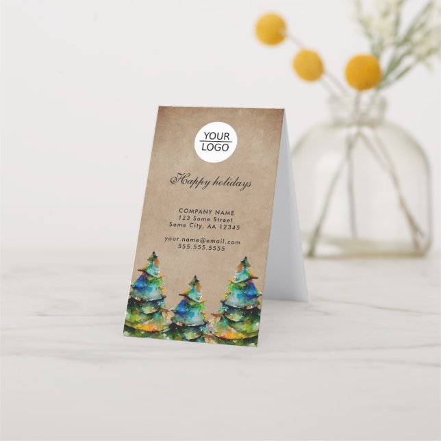 Carte De Fidélité Ajouter un logo Texte personnalisé Arbre de Noël 2 (Devant)