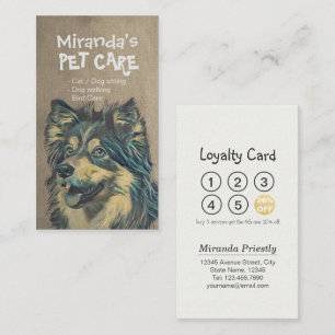 Carte De Fidélité Animaux domestiques assis Bain & Grooming Loyalty 