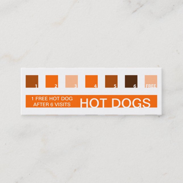 Carte De Fidélité appréciation du client HOT DOGS (carrés mod) (Devant)