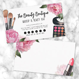 Carte De Fidélité Aquarelle rose Beauté Maquillage Artiste Entrepris