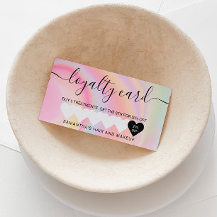 Carte De Fidélité arc-en-ciel rose unicorn marbre chic coeur maquill