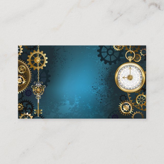 Carte De Fidélité Arrière - plan turquoise à vapeur avec engrenages (Devant)