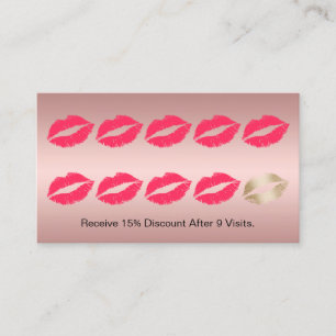 Carte De Fidélité Artiste de maquillage Red Lips Rose Gold Loyalty P