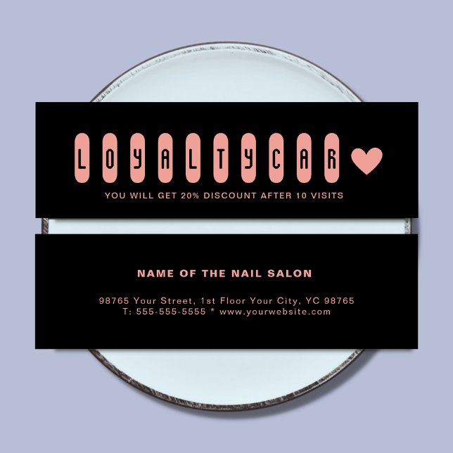 Carte De Fidélité Artiste du salon Noir & Clou Rose moderne Coeur de (Créateur téléchargé)