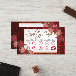 Carte De Fidélité Artiste maquillage - Parties scintillant rouge et 