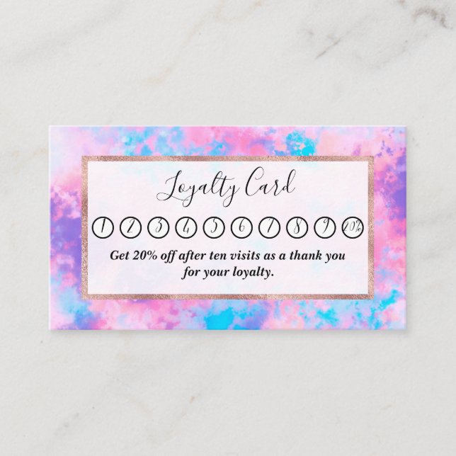 Carte De Fidélité Artsy Girly Rose Bleu Abstrait peinture Splatter A (Devant)