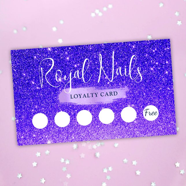 Carte de fidélité au SPA de Parties scintillant ch (Chic Glitter SPA Nail Salon Makeup Loyalty Card)