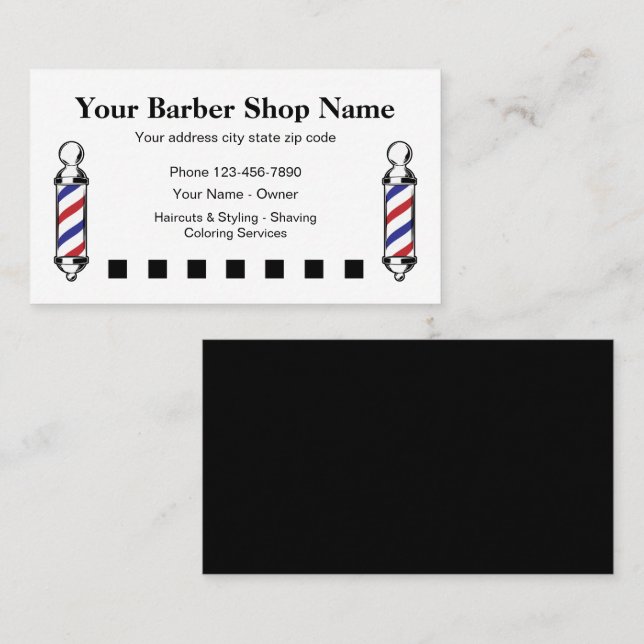 Carte De Fidélité Barber Shop Conception simple de récompenses clien (Devant / Derrière)