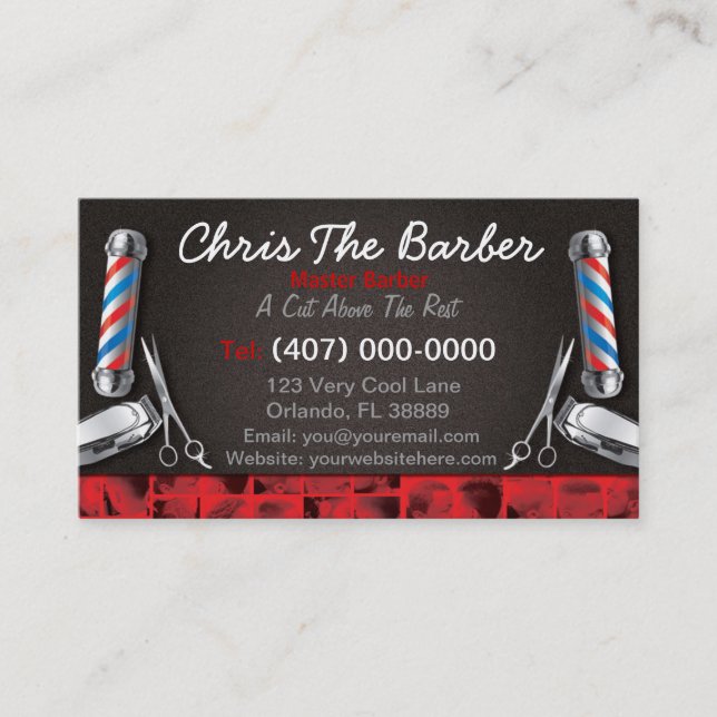 Carte de fidélité Barbershop (Poteau de barbier et (Devant)